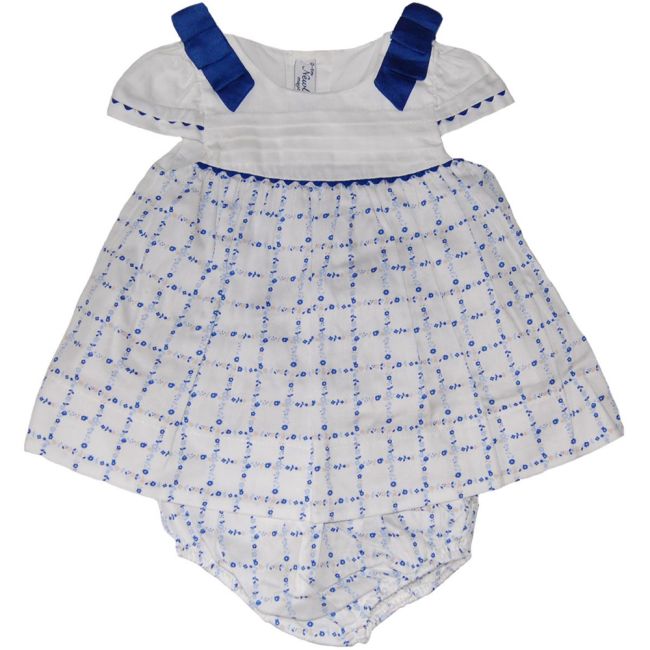 Rochie alb/albastru (1847), 50 cm / 0-1 luni