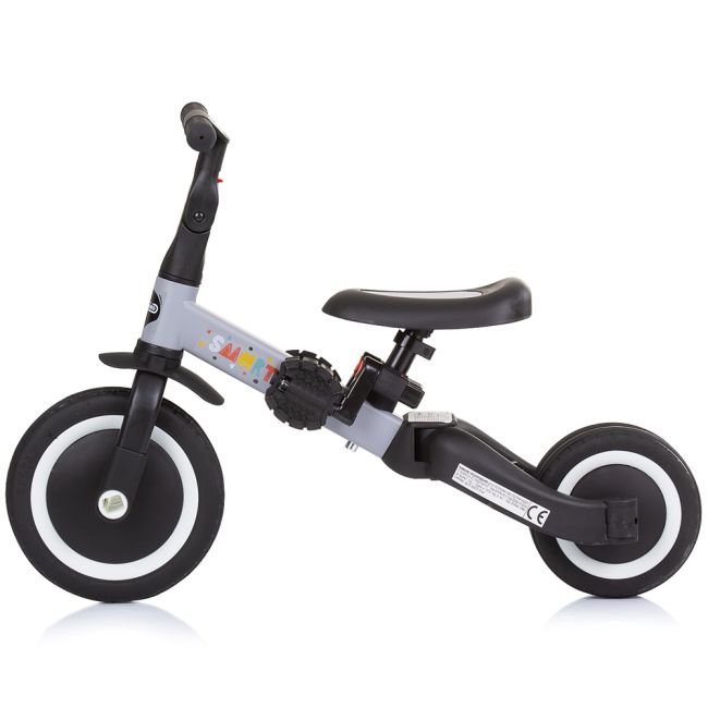 Tricicleta si bicicleta chipolino smarty 2 in 1 grey hubtrksm02301gy