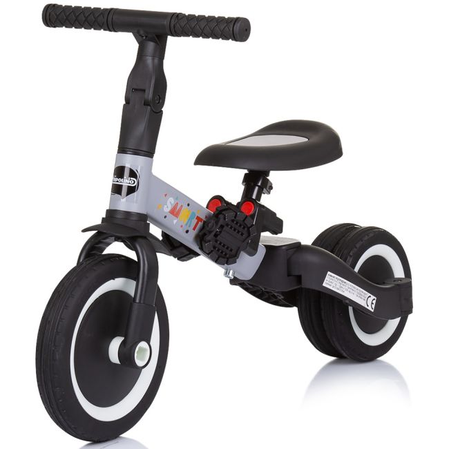 Tricicleta si bicicleta chipolino smarty 2 in 1 grey hubtrksm02301gy
