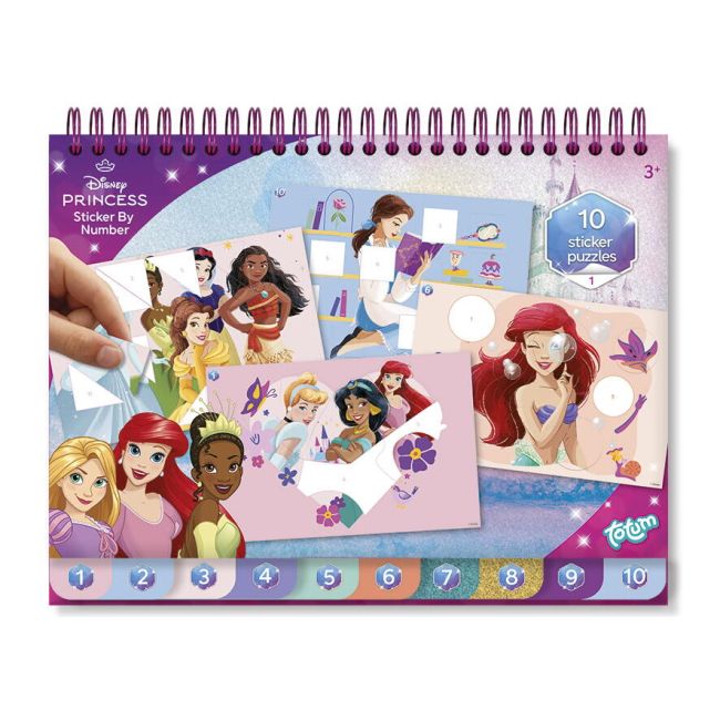Carte de colorat & abtibilduri cu numere - disney princess