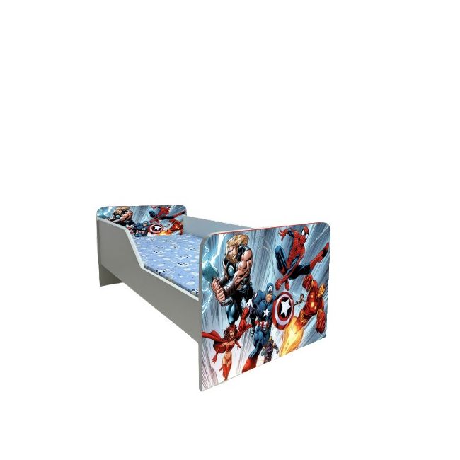Pat pentru baieti Avengers 3 Gama Sleepy, cu Saltea SafeNest 140x70 Cm, 2-8 Ani  Ptv7821