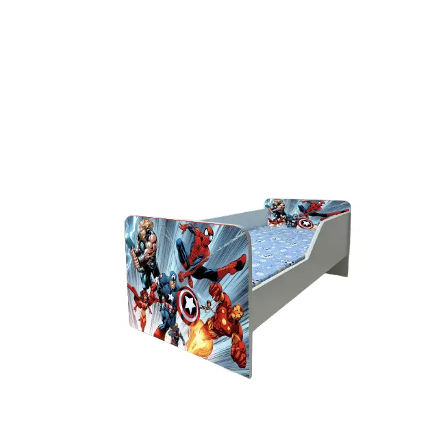 Pat pentru baieti Avengers 3 Gama Sleepy, cu Saltea SafeNest 180x80x8 Cm, 2-16 Ani Ptv7840