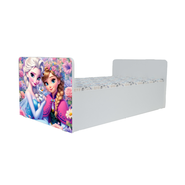 Pat fetite Frozen Flowers Gama Nani, cu Saltea SafeNest 130x60 Cm, 2-6 Ani  Ptv8347