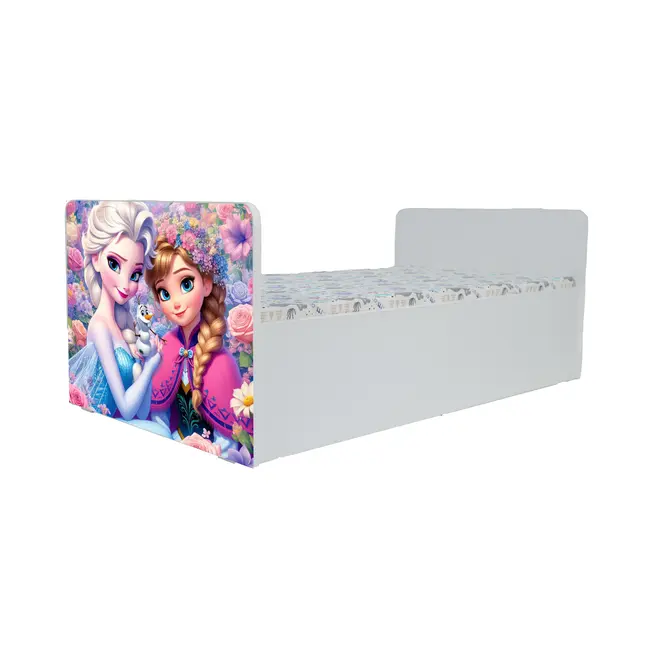 Pat fetite Frozen Flowers Gama Nani, cu Saltea SafeNest 130x60 Cm, 2-6 Ani  Ptv8347