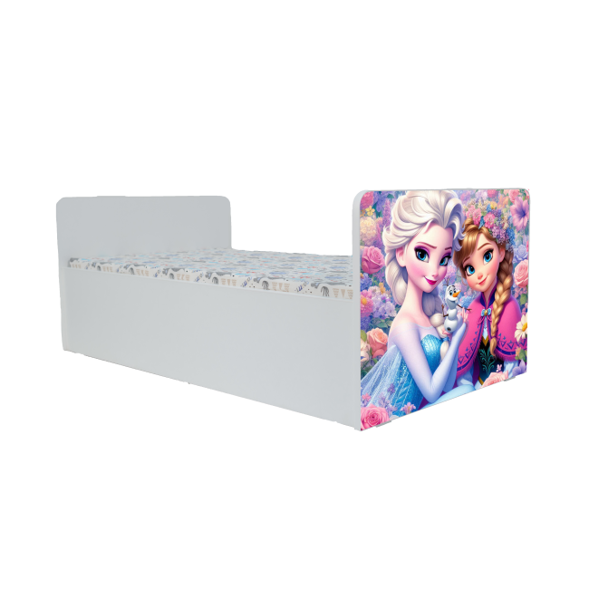 Pat fetite Frozen Flowers Gama Nani, cu Saltea SafeNest 140x70 Cm, 2-8 Ani  Ptv8350