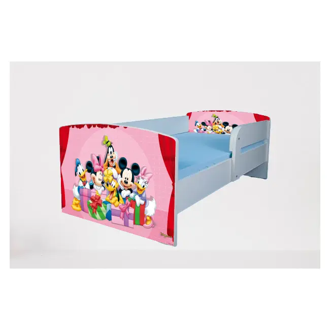 Pat Mickey Si Prietenii 3 cu Protectii laterale, cu Saltea SafeNest 140x70 Cm, 2-8 Ani  Ptv7475