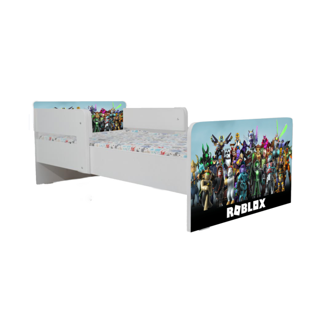 Pat Roblox, Cu Dubla Protectie, cu Saltea SafeNest 180x80x8 Cm, 2-16 Ani Ptv8104