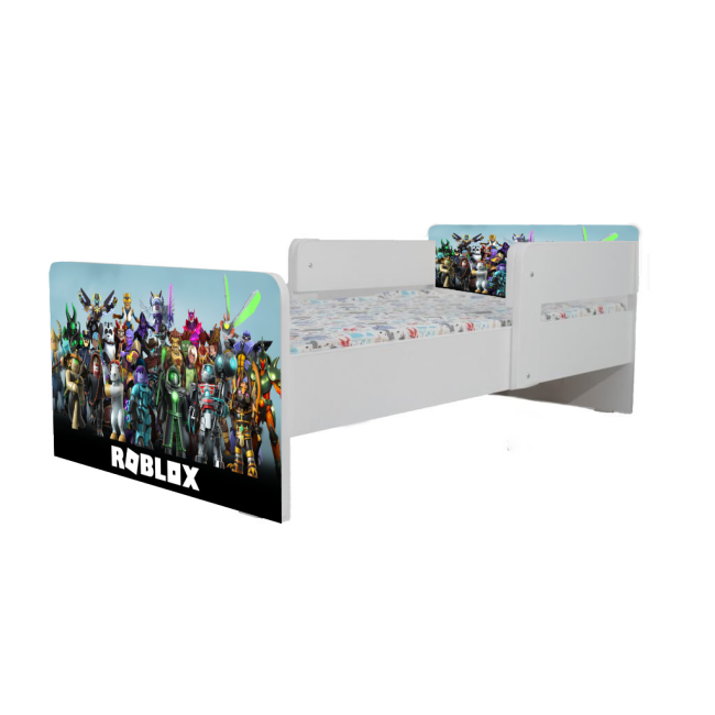Pat Roblox, Cu Dubla Protectie, cu Saltea SafeNest 180x80x8 Cm, 2-16 Ani Ptv8104