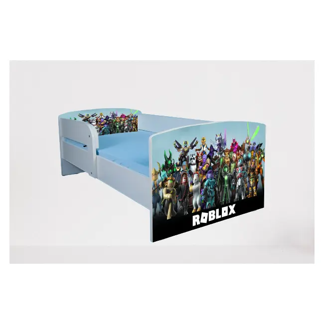 Pat baieti Roblox, cu paravane detasabile, cu Saltea SafeNest 160x80 Cm, 2-12 Ani  Ptv7520