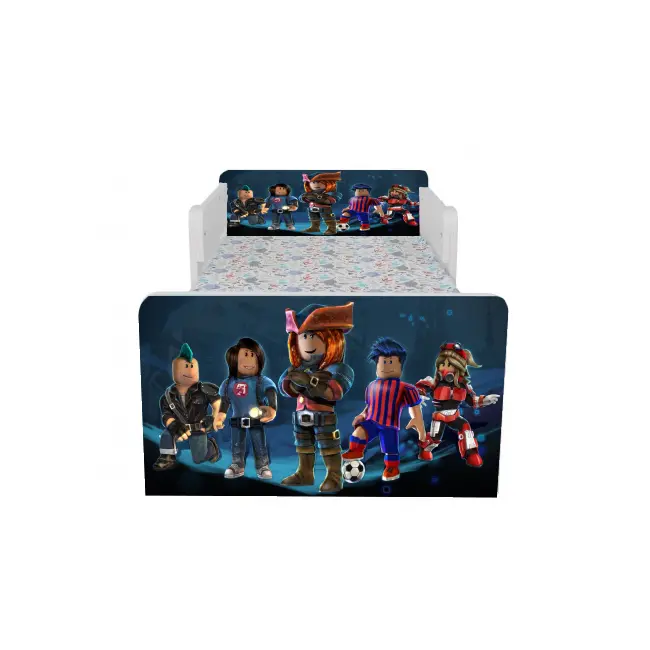 Pat baieti Roblox 2, Cu Dubla Protectie, cu Saltea SafeNest 130x60 Cm, 2-6 Ani  Ptv8107