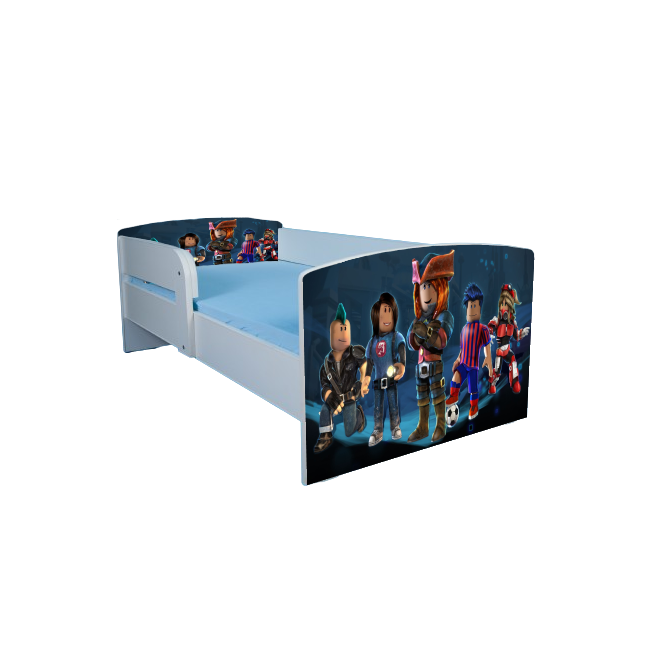Pat baieti Roblox 2 cu Protectii laterale, cu Saltea SafeNest 180x80x8 Cm, 2-16 Ani Ptv7603