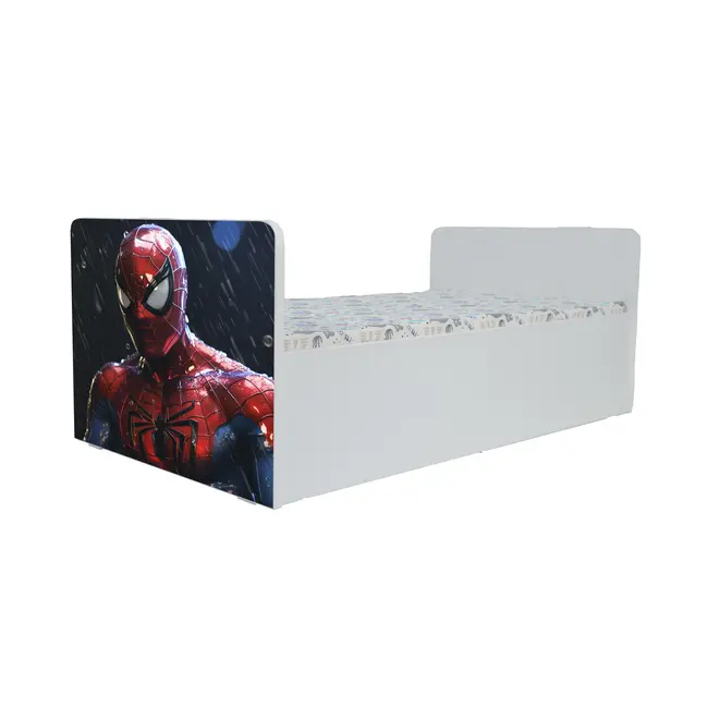 Pat baieti Spiderman Gama Nani, cu Saltea SafeNest 130x60 Cm, 2-6 Ani  Ptv8335