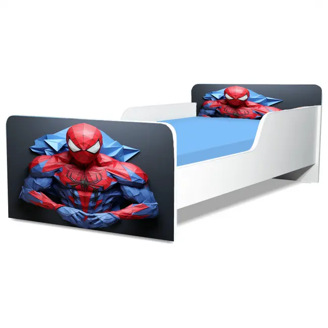 Pat baieti Spiderman 4 Gama Creativ, cu Saltea SafeNest 130x60 Cm, 2-6 Ani  Ptv8153
