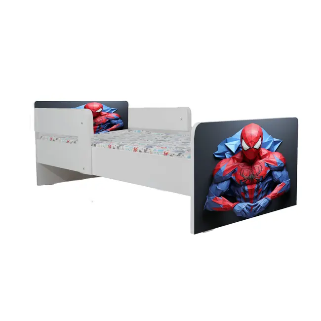 Pat baieti Spiderman 6, Cu Dubla Protectie, cu Saltea SafeNest 180x80x8 Cm, 2-16 Ani Ptv7940