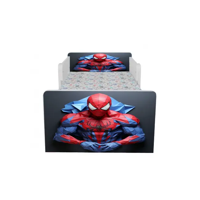 Pat baieti Spiderman 6, Cu Dubla Protectie, cu Saltea SafeNest 180x80x8 Cm, 2-16 Ani Ptv7940