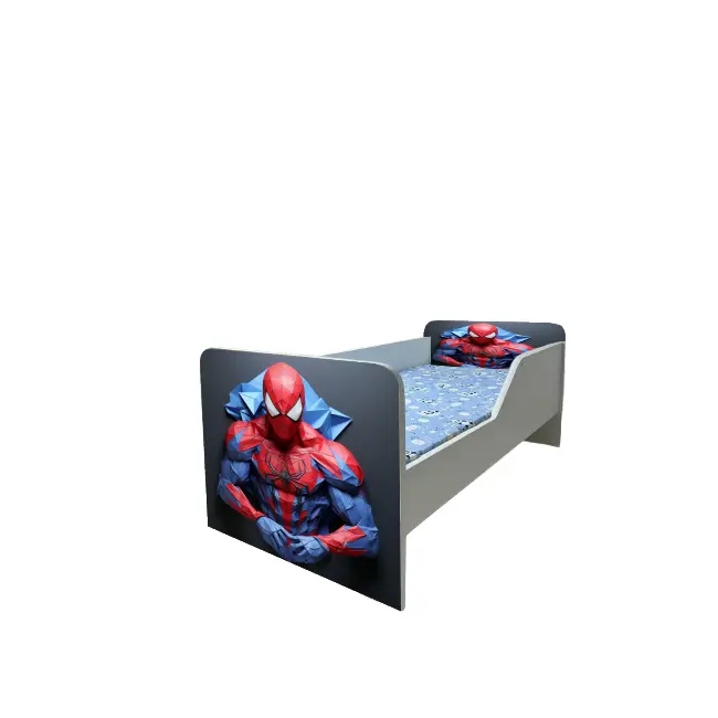 Pat baieti Spiderman 8 Gama Sleepy, cu Saltea SafeNest 140x70 Cm, 2-8 Ani  Ptv7617