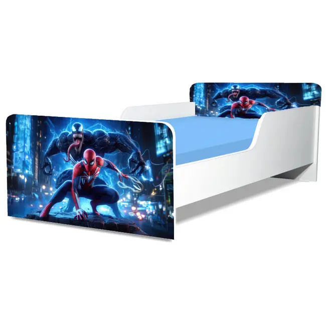 Pat baieti Spiderman Venom Gama Creativ, cu Saltea SafeNest 160x80 Cm, 2-12 Ani  Ptv8247