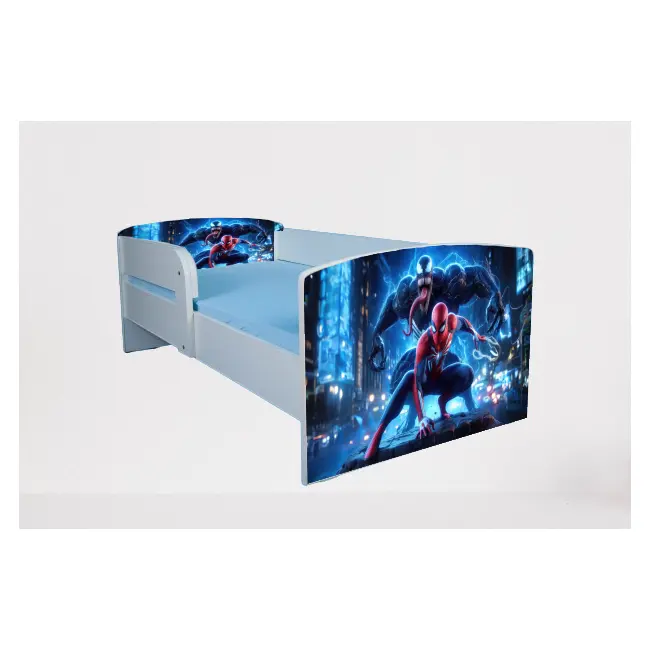 Pat baieti Spiderman Venom cu Protectii laterale, cu Saltea SafeNest 180x80x8 Cm, 2-16 Ani Ptv7467