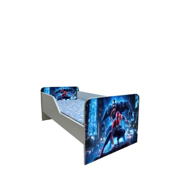 Pat baieti Spiderman Venom Gama Sleepy, cu Saltea SafeNest 130x60 Cm, 2-6 Ani  Ptv7786