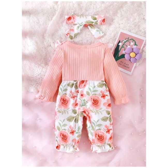 Set salopeta roz somon inflorata si bentita asortata mdtu76-de