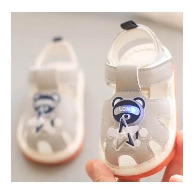 Sandalute bleu cu piuitoare - ursulet cu led md2025su09-4-sa46