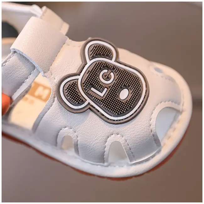 Sandalute ivoire cu piuitoare - ursulet lc md2025su08-3-s1