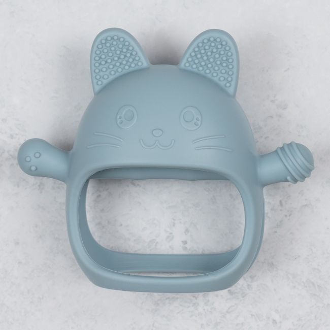 Jucarie pentru dentitie din silicon, Appekids, Manusa Kitty - Aqua Blue KRTAK276043