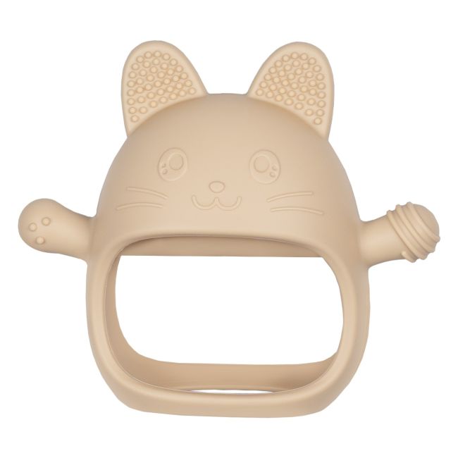 Jucarie pentru dentitie din silicon, Appekids, Manusa Kitty - Bubble Beige KRTAK276036