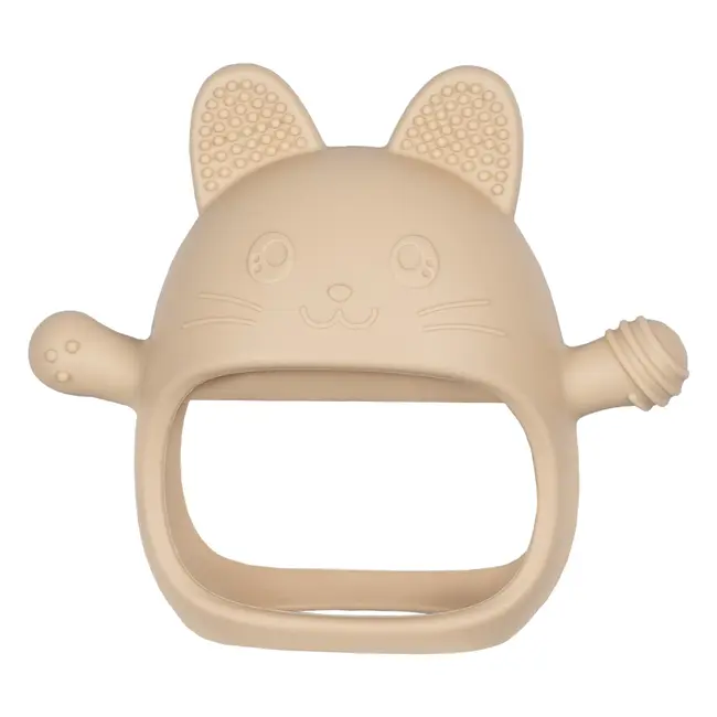 Jucarie pentru dentitie din silicon, Appekids, Manusa Kitty - Bubble Beige KRTAK276036