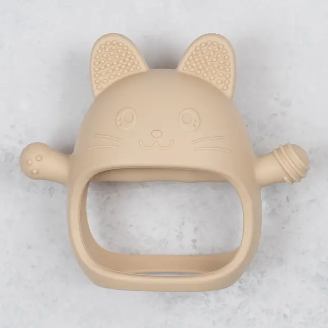 Jucarie pentru dentitie din silicon, Appekids, Manusa Kitty - Bubble Beige KRTAK276036