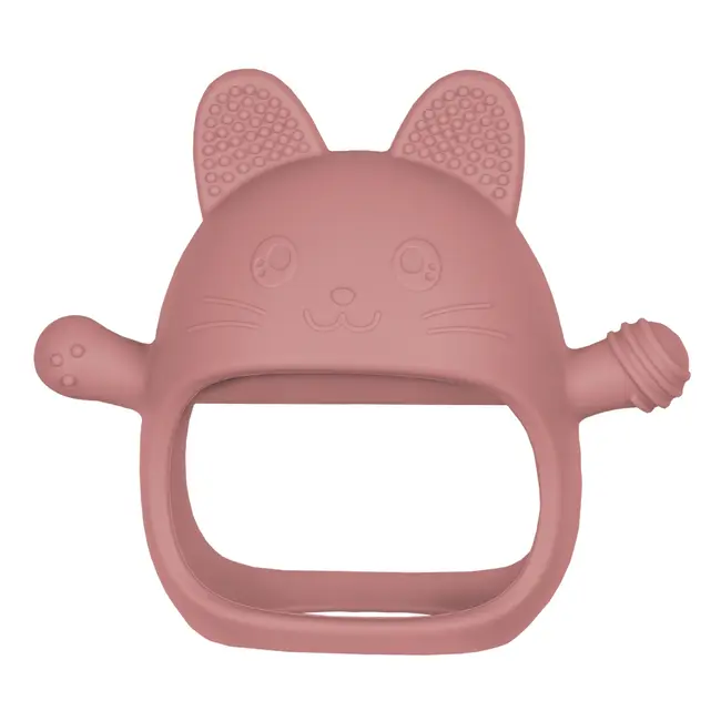 Jucarie pentru dentitie din silicon, Appekids, Manusa Kitty - Old Rose KRTAK276029