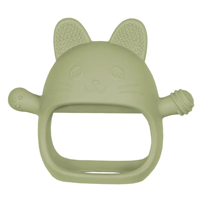 Jucarie pentru dentitie din silicon, Appekids, Manusa Kitty - Raw Green KRTAK276050