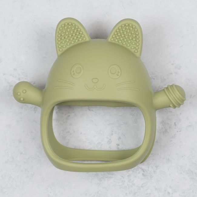 Jucarie pentru dentitie din silicon, Appekids, Manusa Kitty - Raw Green KRTAK276050