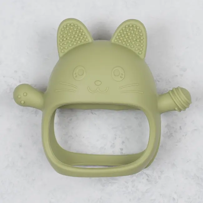 Jucarie pentru dentitie din silicon, Appekids, Manusa Kitty - Raw Green KRTAK276050