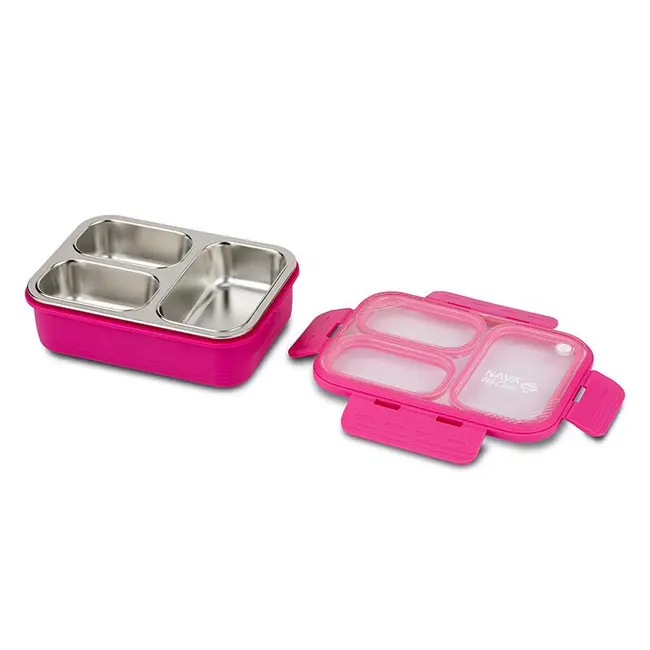 Recipient dreptunghiular pentru alimente bento din oțel inoxidabil "we care", magenta 800ml smb10-262-001