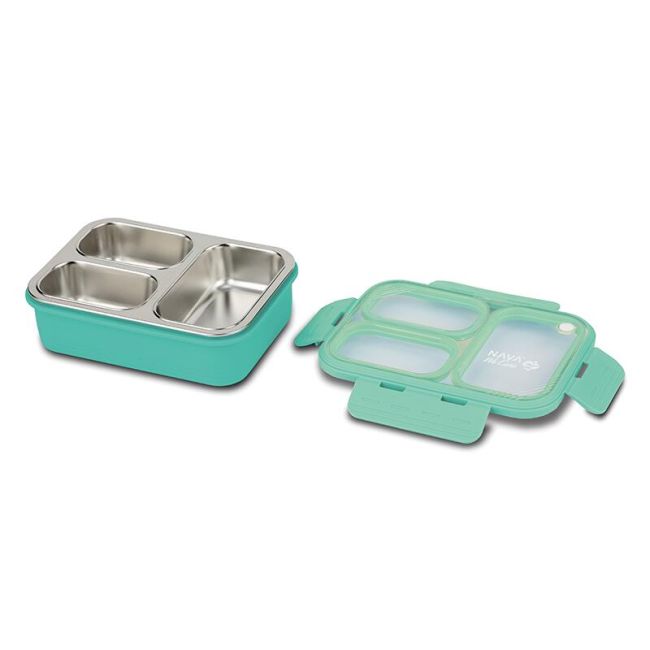 Recipient dreptunghiular pentru alimente bento din oțel inoxidabil "we care", turcoaz 800ml smb10-262-002