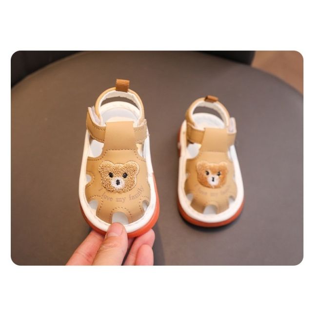 Sandalute crem cu piuitoare - bear family mb2025su13-2-sa45
