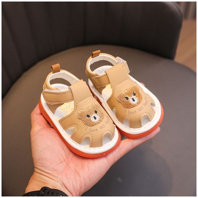 Sandalute crem cu piuitoare - bear family mb2025su13-2-sa45