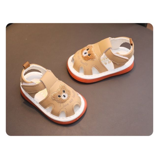 Sandalute crem cu piuitoare - bear family mb2025su13-2-sa45