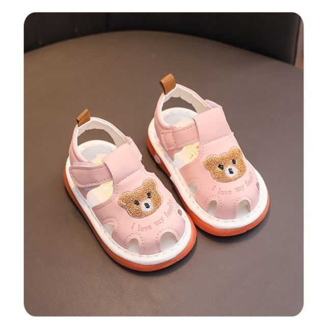 Sandalute roz cu piuitoare - bear family mb2025su13-4-sa45
