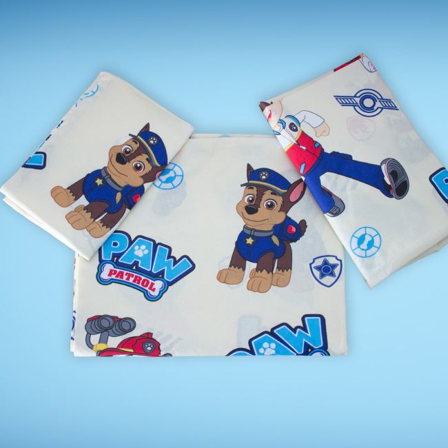 Lenjerie 3 piese pe comanda pentru pat 190x120 cm Paw Patrol Crem  ASC6427968004224