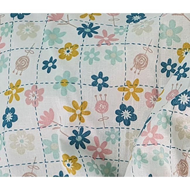 Cearceaf Floricele jucause, cu elastic, din bumbac, 60x120 cm KDECE120FJ