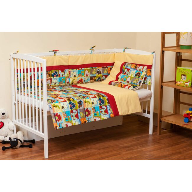 Protectie jumatate patut 60 x 120 cm Dinozauri cu galben, KidsDecor, din bumbac KDE35NBDG