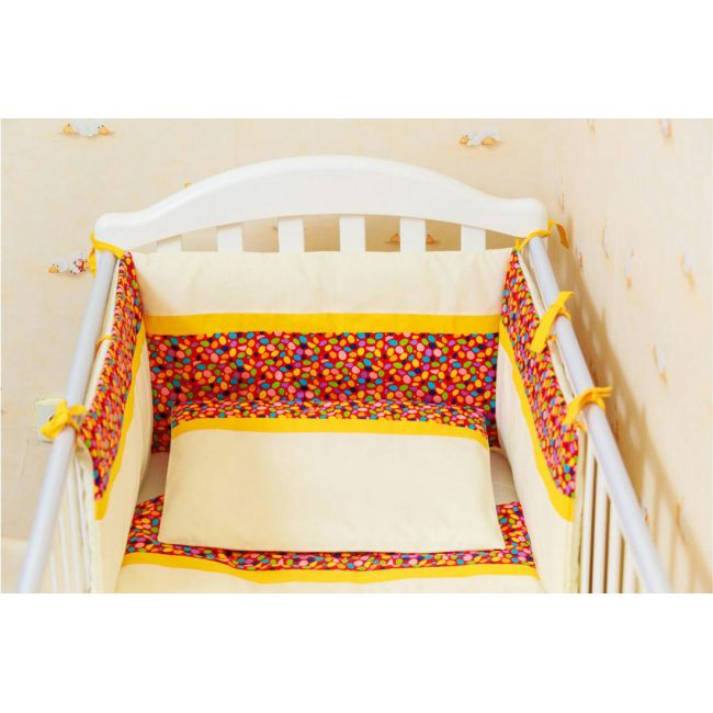 Protectie jumatate patut 60 x 120 cm Maruntei rosii cu galben fond crem KDE35NBMRC