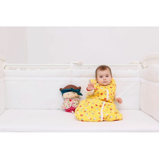 Set protectii patut Alb cu dantela, din bumbac, 60x120 cm KDESPNBACD