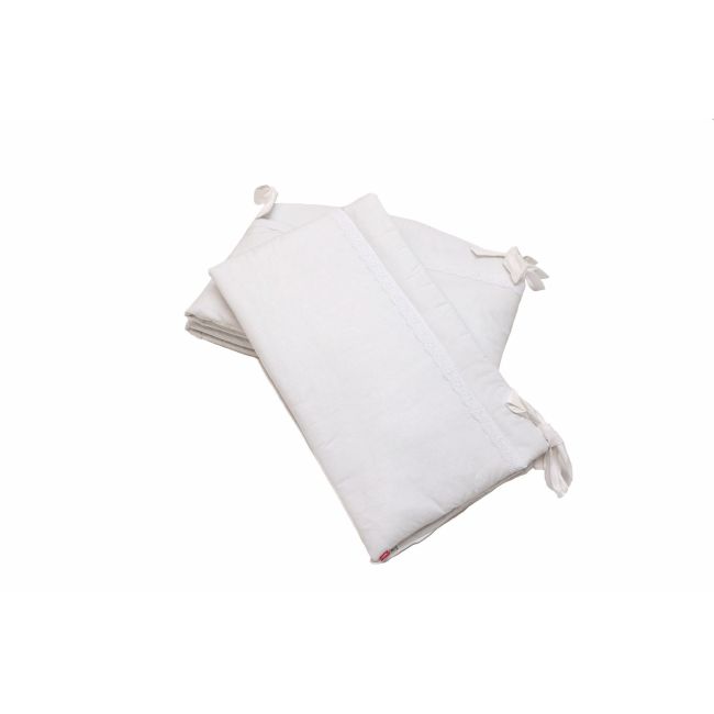 Set protectii patut Alb cu dantela, din bumbac, 60x120 cm KDESPNBACD