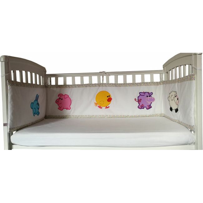 Set protectii patut Animale brodate, din bumbac KDESPBAB60