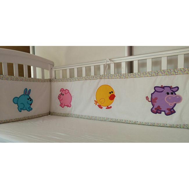 Set protectii patut Animale brodate, din bumbac KDESPBAB60