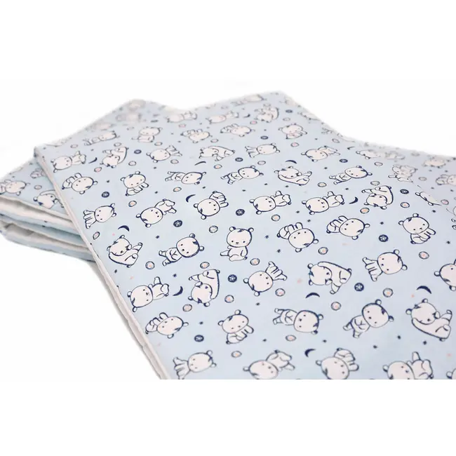 Set protectii patut Baby Bear albastru, din bumbac, 60x120 cm KDE35NBBBA