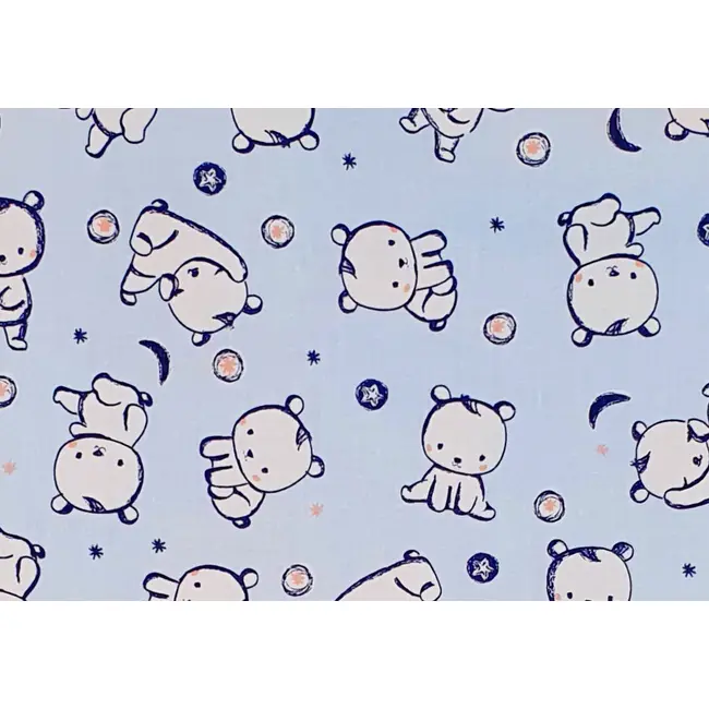Set protectii patut Baby Bear albastru, din bumbac, 60x120 cm KDE35NBBBA